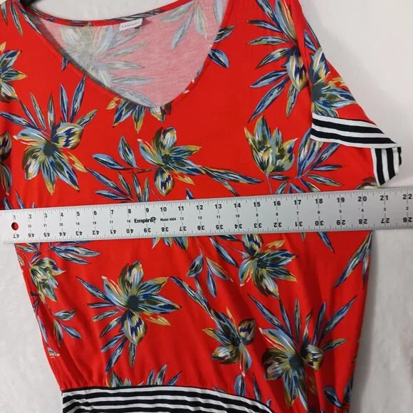 Lascana Capri's & Top Set Size 6 Red Floral Print Wide Leg Capris. Short Sleeve - Picture 10 of 16